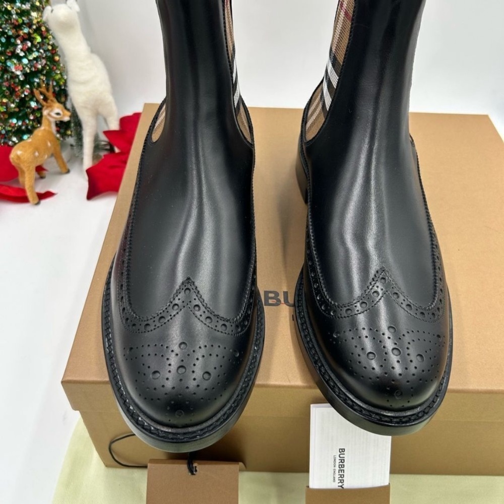 Men’s Burberry vintage check leather Chelsea boots size 43 made in Italy - Picture 4 of 11